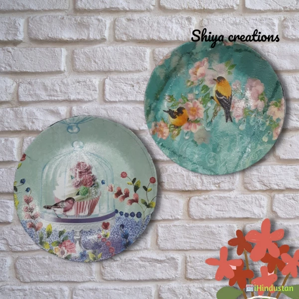 Buy Online Decorative floral art work plates at affordable price | Call : 7015400767